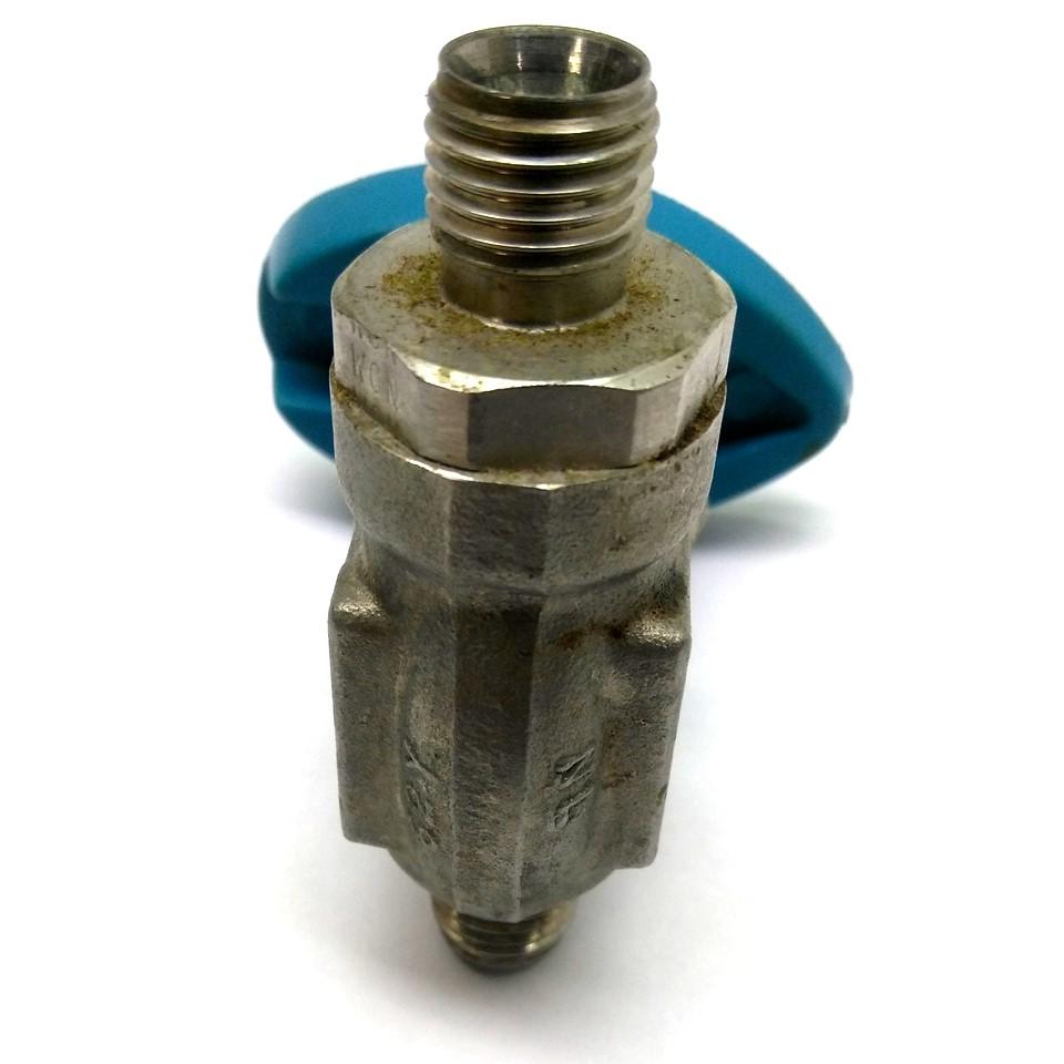 Used Hoke 7122G4Y Flomite Ball Valve 2-Way Panel Mount 7/16"-20 Connectors 1500psi SS