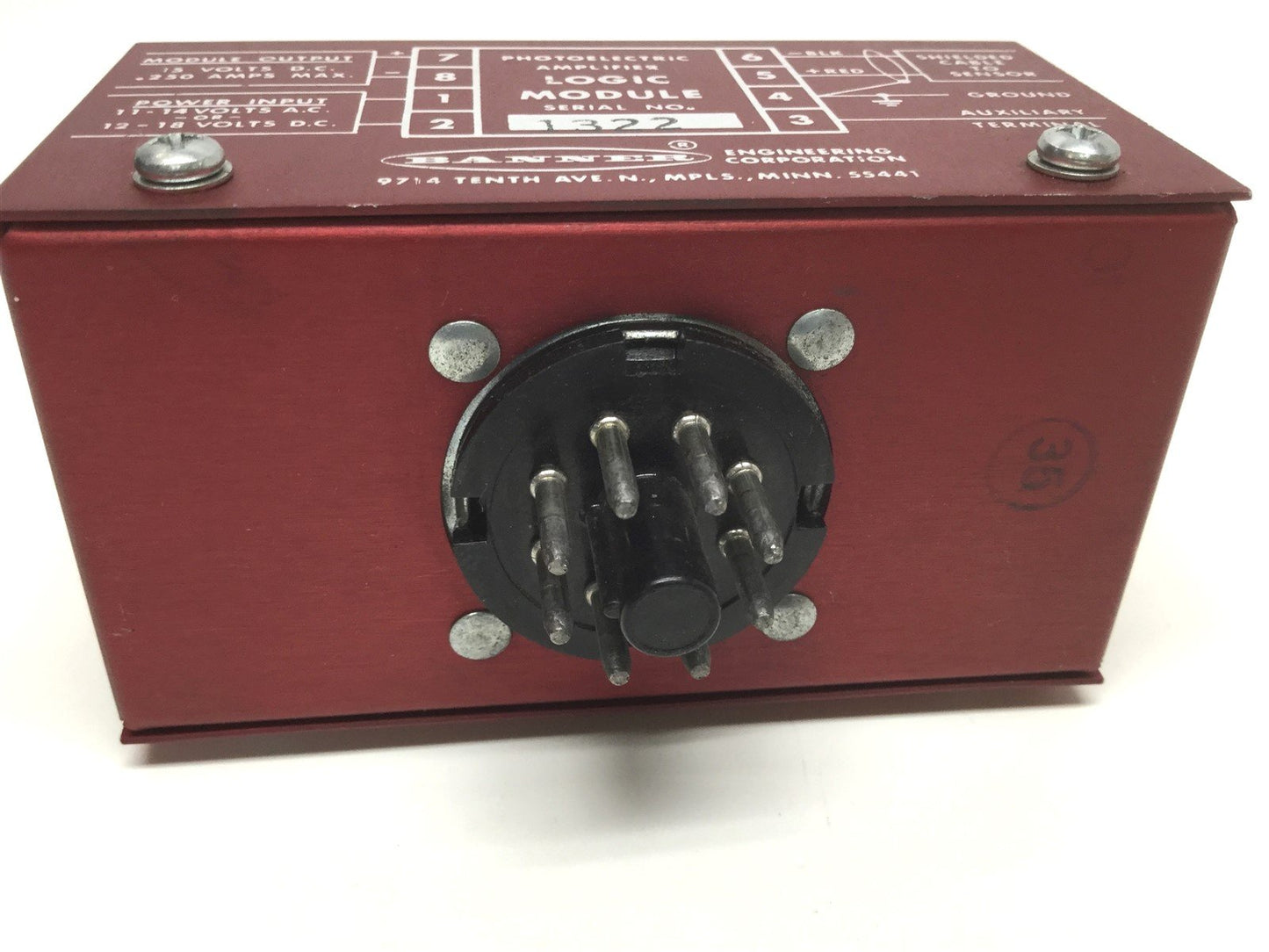 Used Banner B5 Photoelectric Amplifier Sensor Logic Plug Module 12V IN, 15V 0.25A OUT