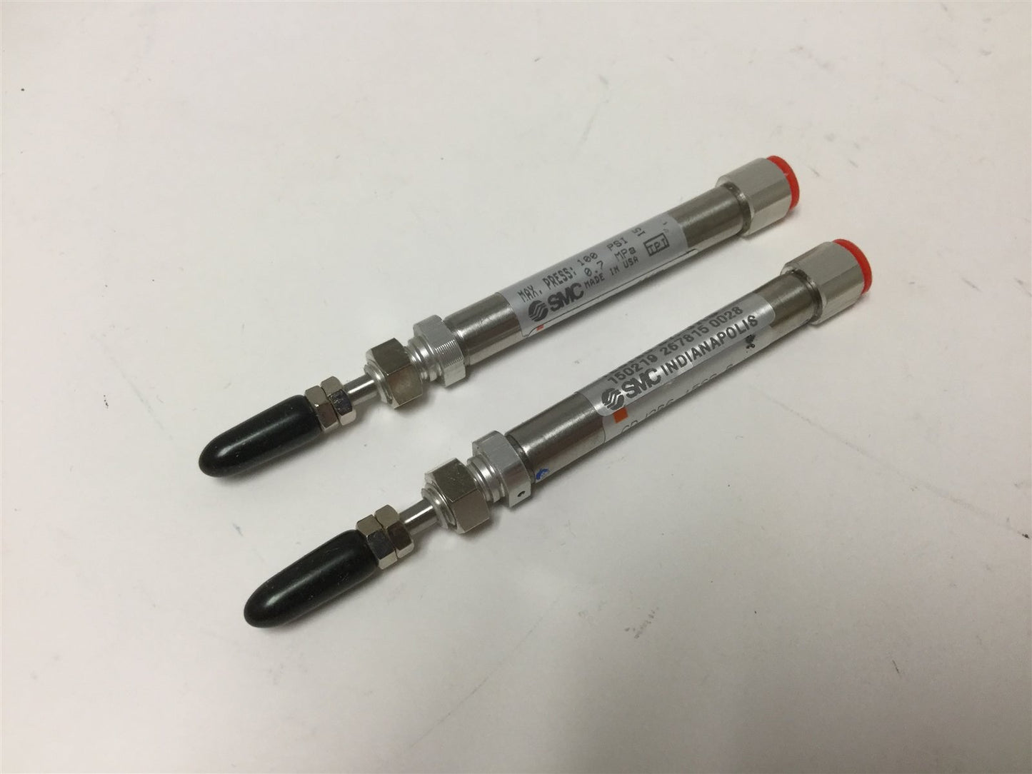 New Lot of 2 New SMC CDJ2B6-15SR-B Pneumatic Cylinders, Stroke: 15mm, Bore: 6mm