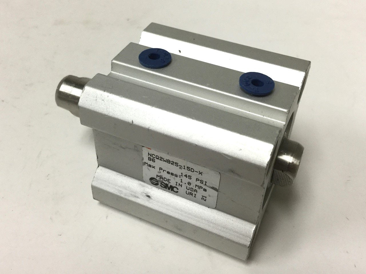 Used SMC NCQ2WB25-15D-XB6 Compact Double Rod Cylinder, Bore: 25mm, Stroke: 15mm
