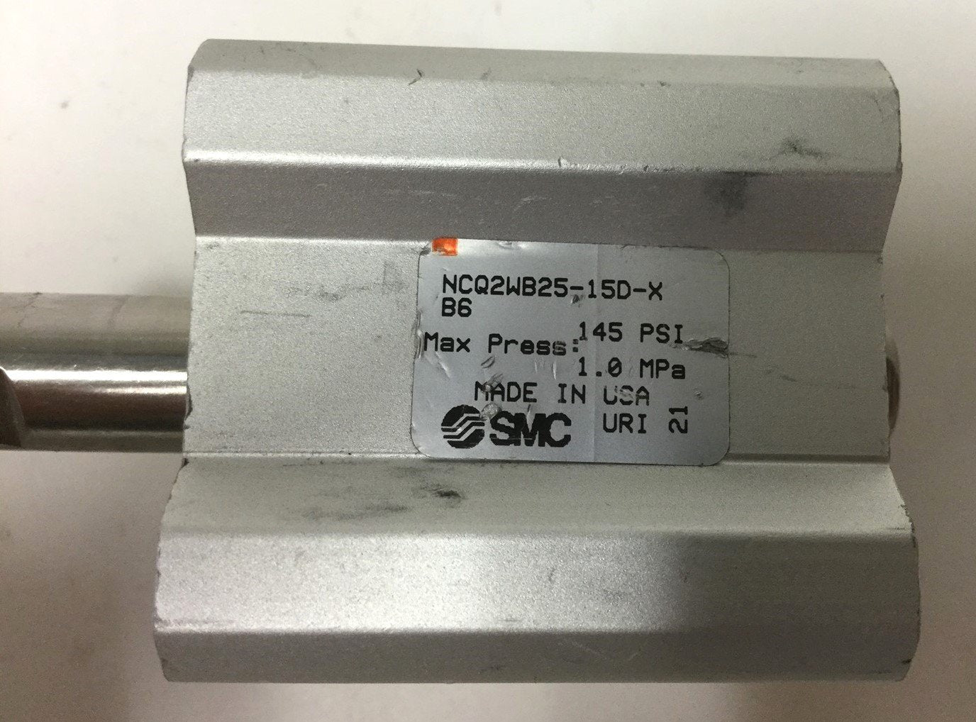 Used SMC NCQ2WB25-15D-XB6 Compact Double Rod Cylinder, Bore: 25mm, Stroke: 15mm