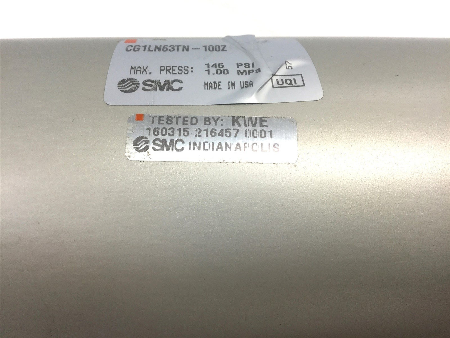 New SMC CG1LN63TN-100Z Double Acting Cylinder Pressure: 145 PSI, Ports: 1/4" NPT