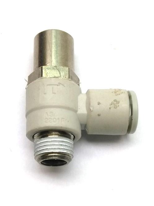 Used Lot of 3 SMC AS2201F-01-06S-X214 Tamper Proof Speed Control, 1/8" NPT, 9mm Hose