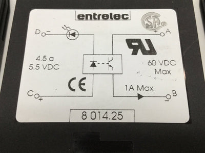 Used Lot of 3 Entrelec 8014.25 Optocoupler Modules 4.5-5.5VDC In 60VDC 1A Out