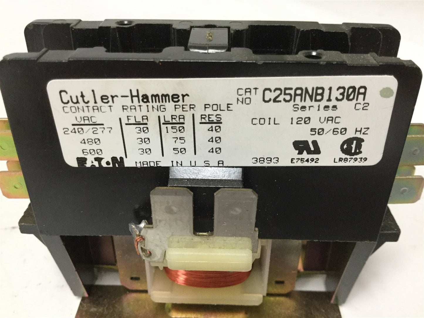 New Cutler Hammer C25ANB130A Contactor, 1-Pole, Coil: 120VAC, Contact: 30A 600V
