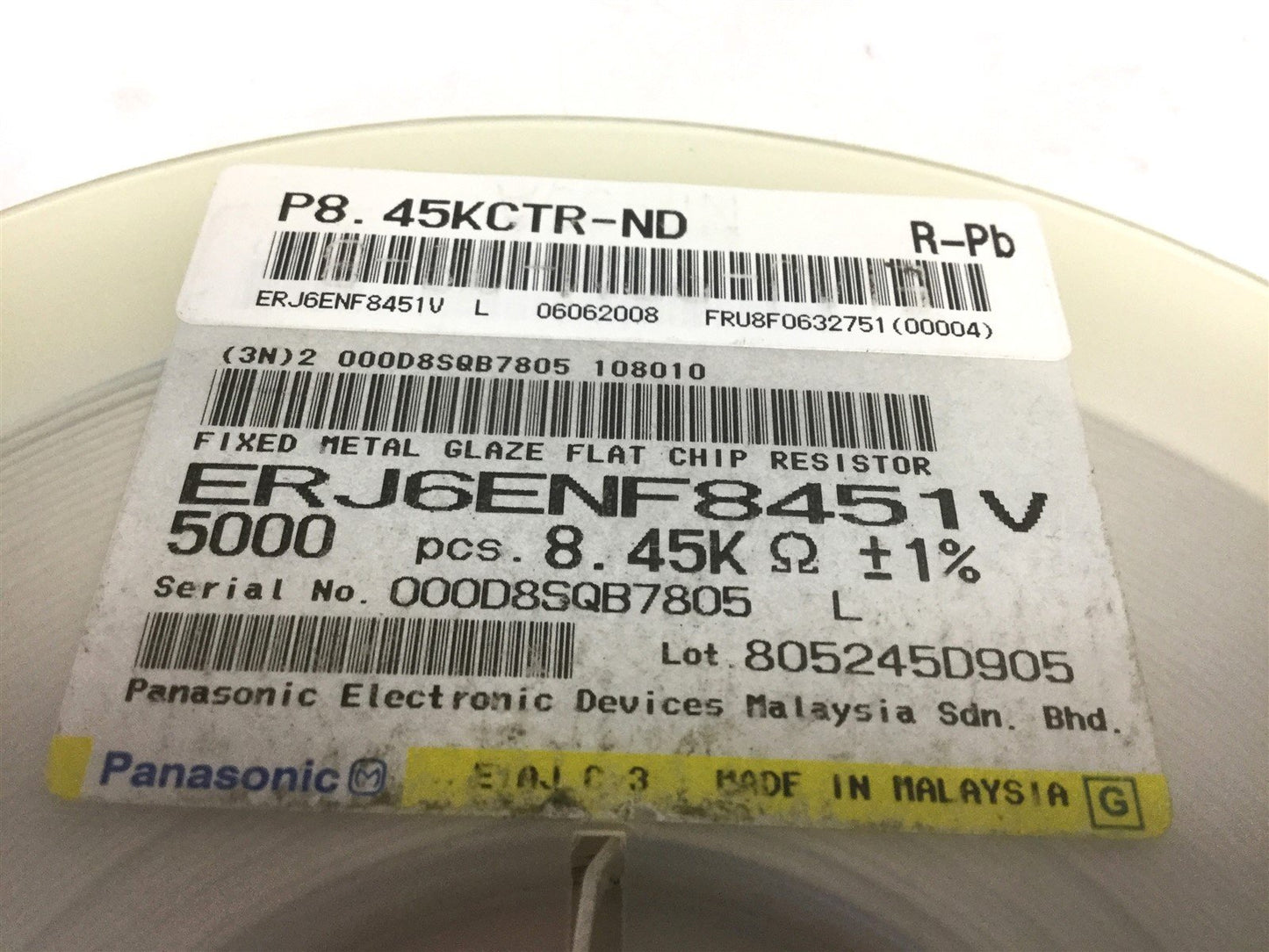 New Lot of 3400 New Panasonic ERJ6ENF8451V SMD Chip Thick Film Resistors, 8.45k Ohm