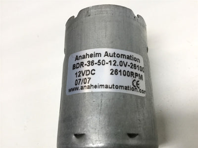 Used Anaheim Automation BDR-36-50-12.0V-26100 RPM Small Face Mount DC Brush Motor