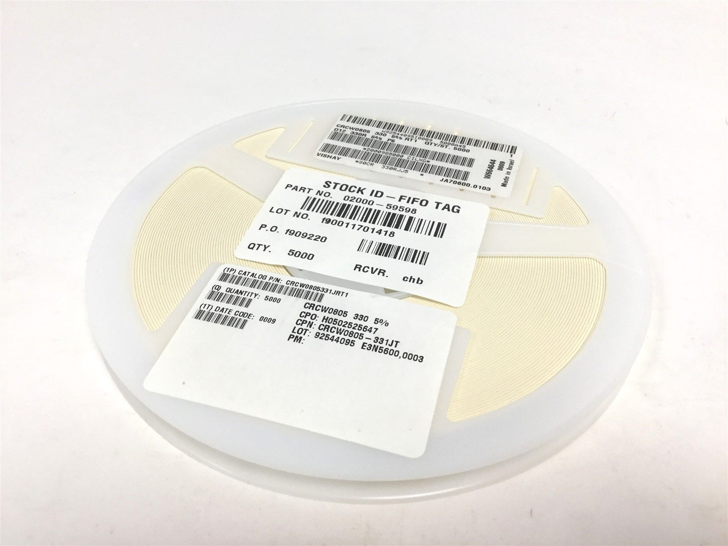 New Lot of 5000 New Vishay CRCW0805331JRT1 Thick Film Resistor, Resistance: 330 Ohm