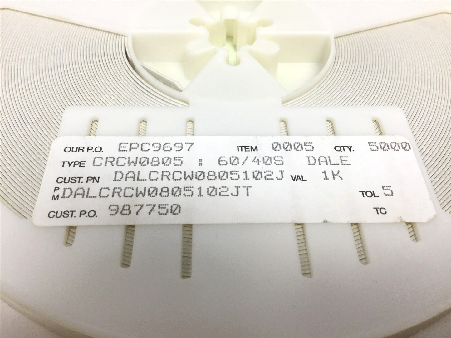 New Lot of 5000 New Vishay CRCW0805102JT Thick Film Resistor, Resistance: 102 Ohm