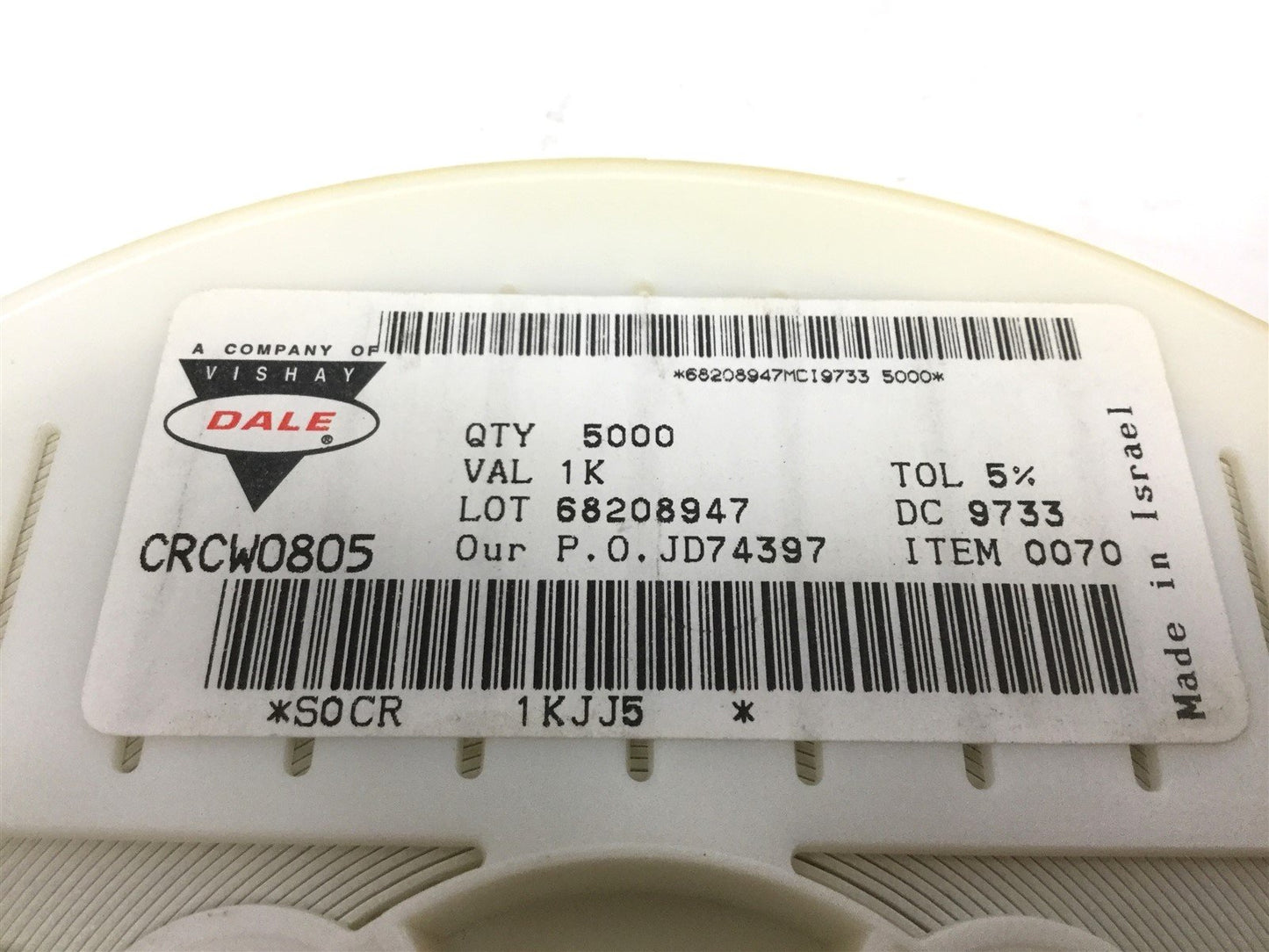 New Lot of 5000 New Vishay CRCW0805102JT Thick Film Resistor, Resistance: 102 Ohm