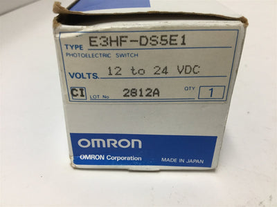 New Omron E3HF-DS5E1 Photoelectric Sensor, Sensing: 50mm, Voltage: 12-24VDC
