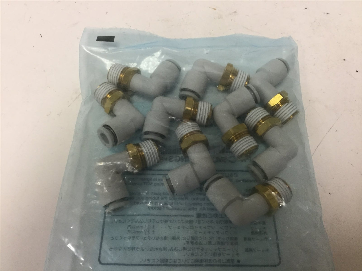 New Lot of 10 New SMC KQ2L06-02S One-Touch Elbow Fittings, 6mm Tube OD to Rc 1/4"