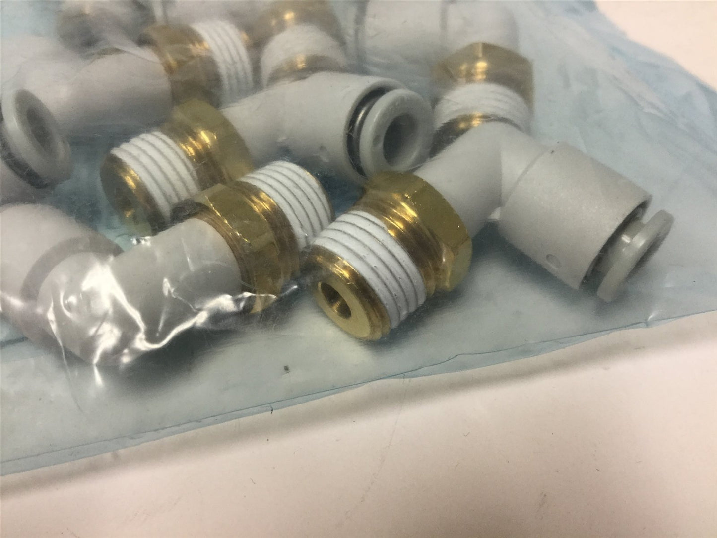 New Lot of 10 New SMC KQ2L06-02S One-Touch Elbow Fittings, 6mm Tube OD to Rc 1/4"