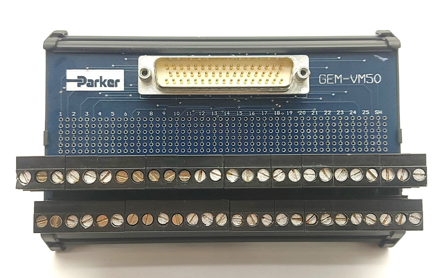 Used Parker GEM-VM50 Gemini Breakout Board, 50-Pin to Screw Terminal DIN Rail Mount