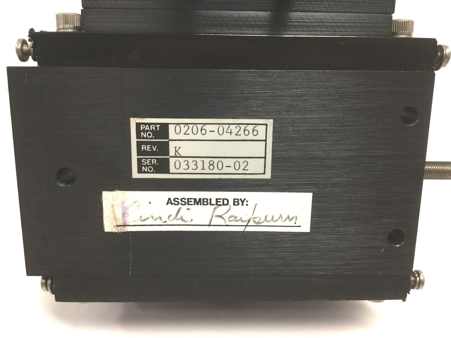 Used Control Laser 0206-04266 Rev K Bench/Rail Mounted Shutter & Pinhole Aperture