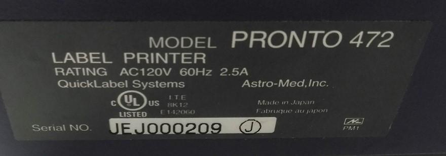 For parts or not working QuickLabel Systems PRONTO 472 Barcode Printer, 2-7 IPS, 203 DPI *Bad Print Head*