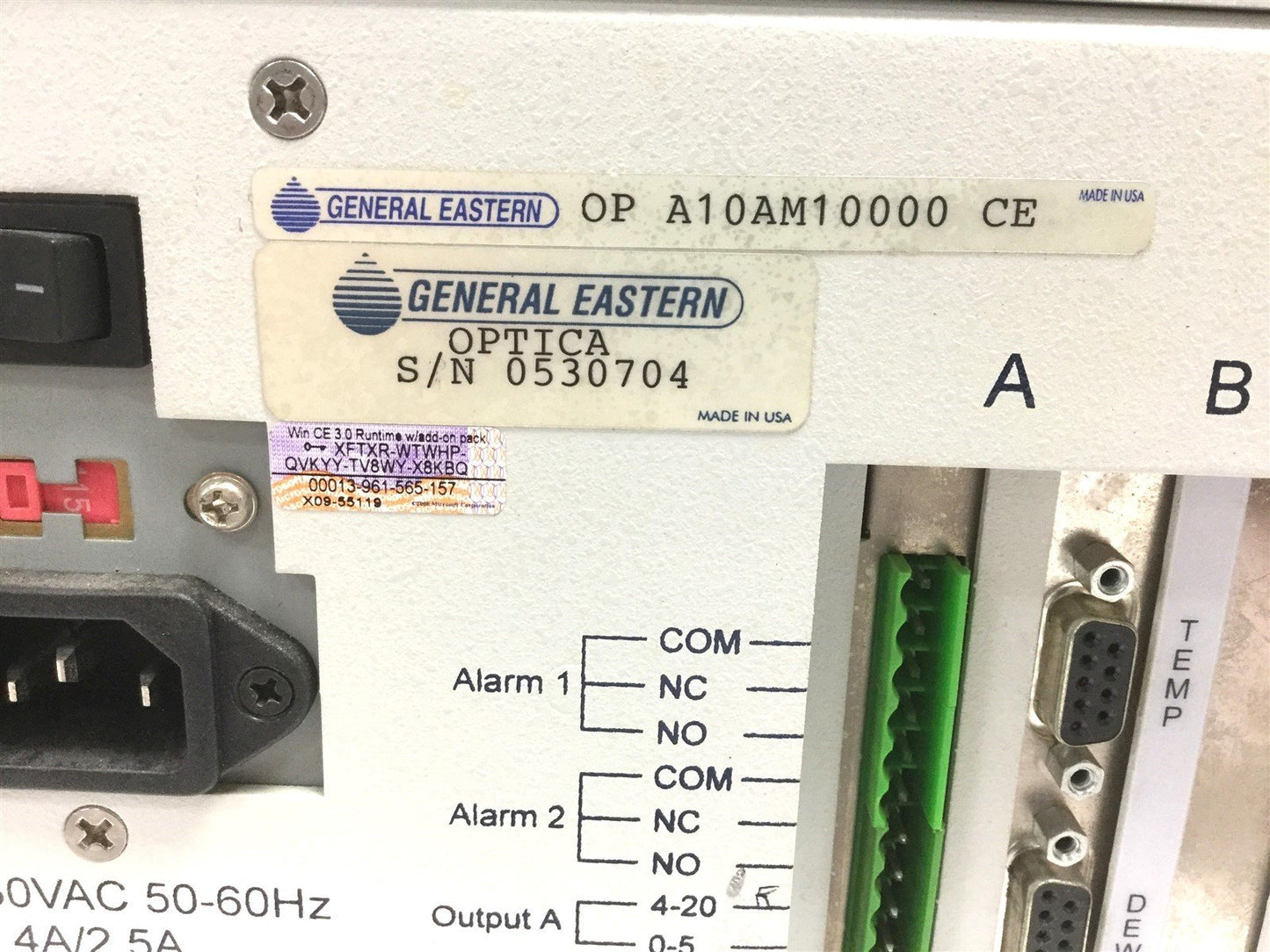 Used GE General Eastern A10AM1000 CE Optica Chilled Mirror Hygrometer 115/230 VAC