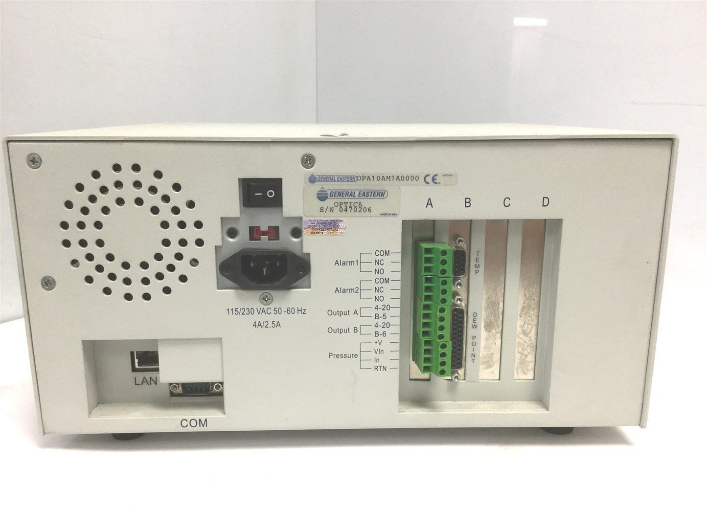 Used GE General Eastern OPA10AM1A0000 Optica Chilled Mirror Hygrometer 115/230 VAC