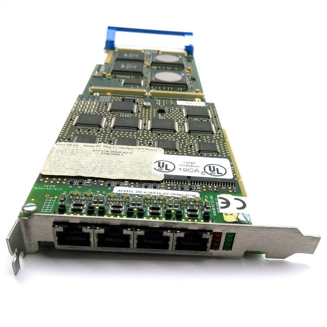 Used Aculab AC6190 Prosody X PCI Card, 4x RJ45, w/ AC6311 PMX Module, Octel 200/300