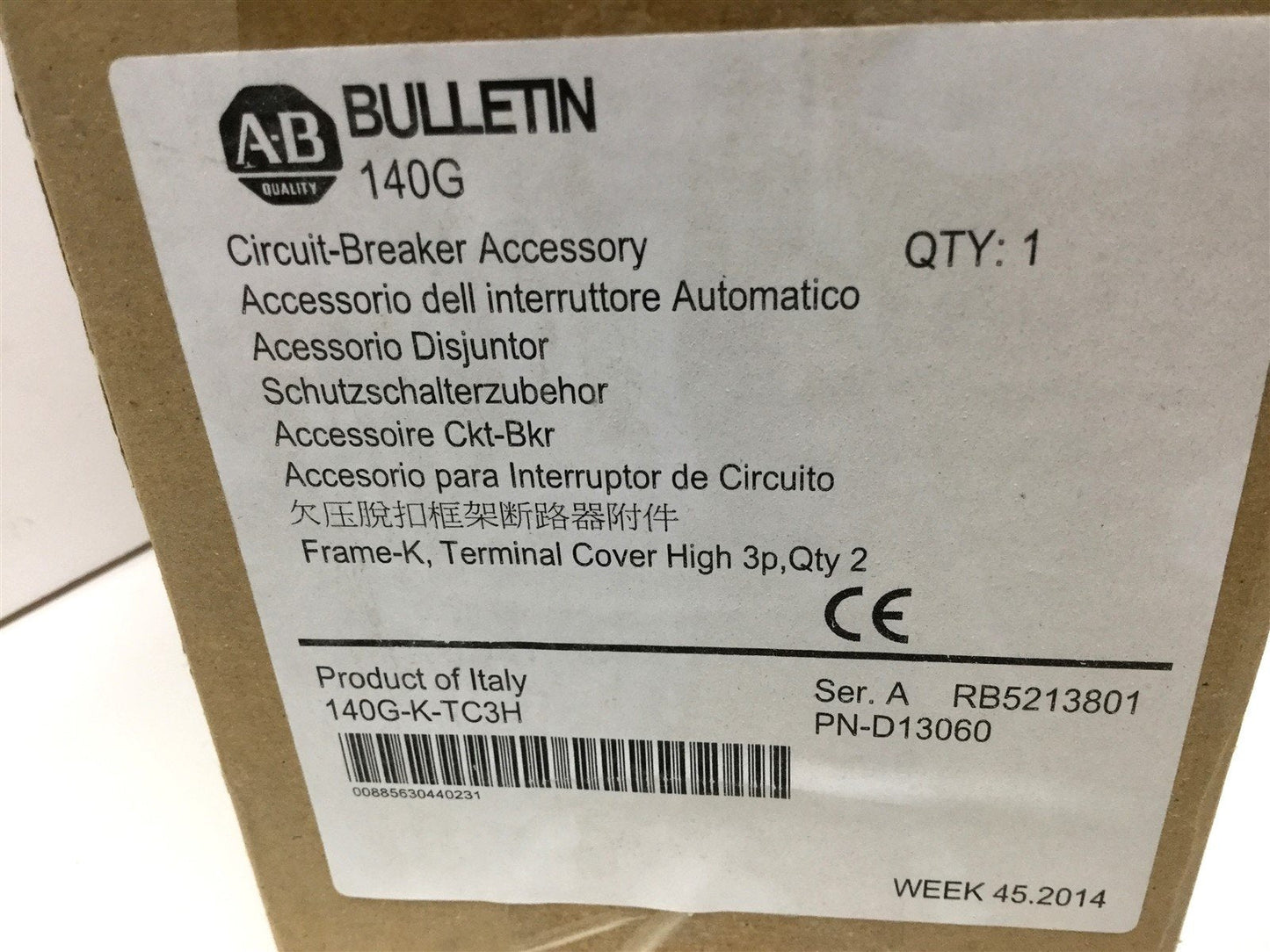 New Allen Bradley 140G-K-TC3H Circuit Breaker Terminal Covers, 3-Pole, 2-Pack