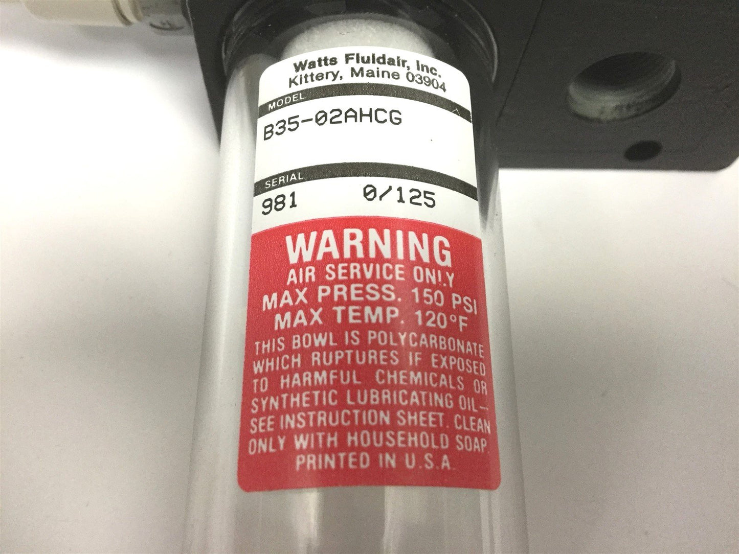 Used Watts B35-02AHCG Pneumatic Filter Regulator With Shut off Valve 10MM Fitting