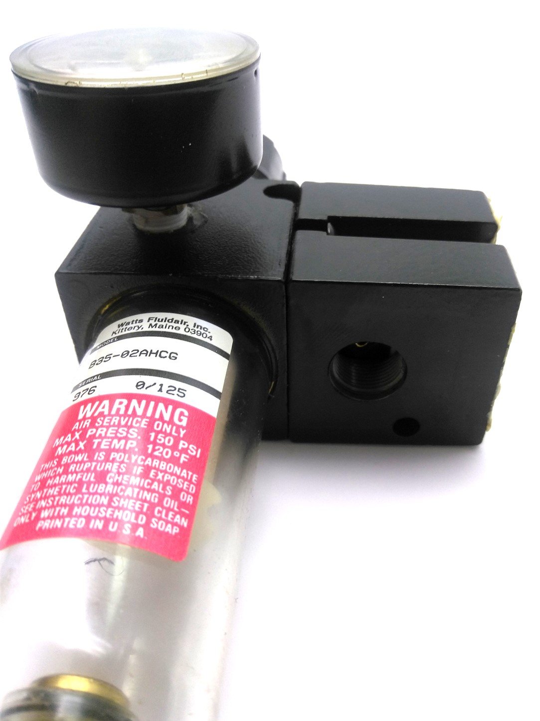 Used Watts B35-02AHCG Pneumatic Filter Regulator, 1/4"NPT, 0-160PSI w/ Shut Off Valve