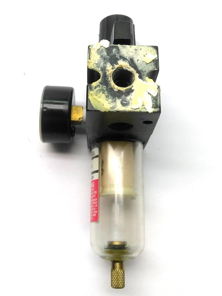 Used Watts B35-02AHCG Pneumatic Filter Regulator, 1/4"NPT, 0-160PSI w/ Shut Off Valve