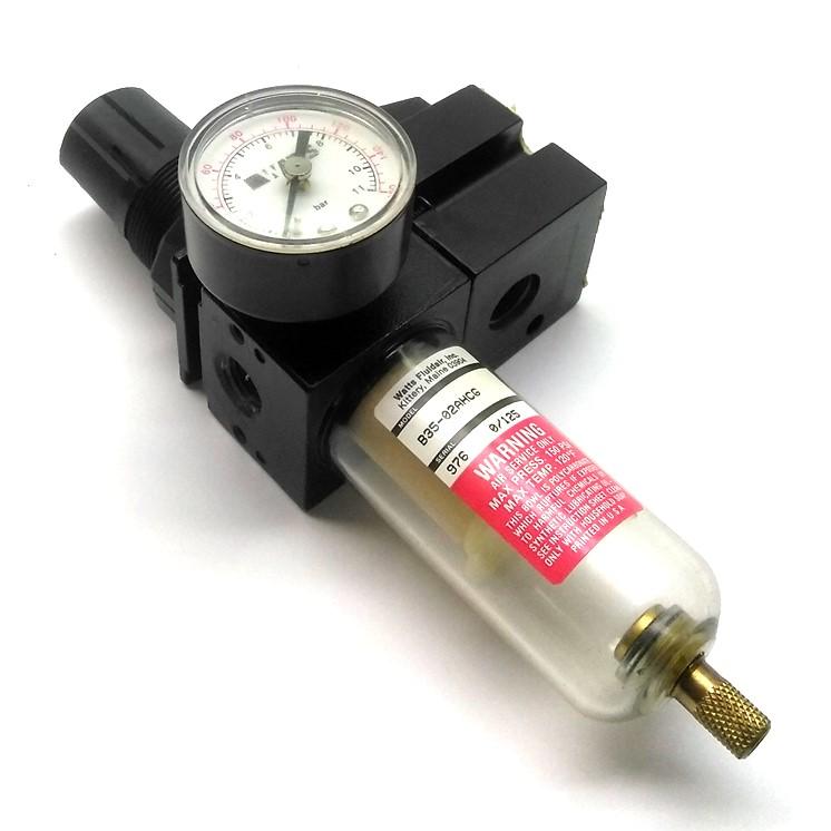 Used Watts B35-02AHCG Pneumatic Filter Regulator, 1/4"NPT, 0-160PSI w/ Shut Off Valve