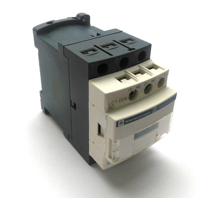 Used Square D LC1D09BD Contactor, 3-Pole N.O., 9A, 600V 7.5HP, Coil: 24VDC