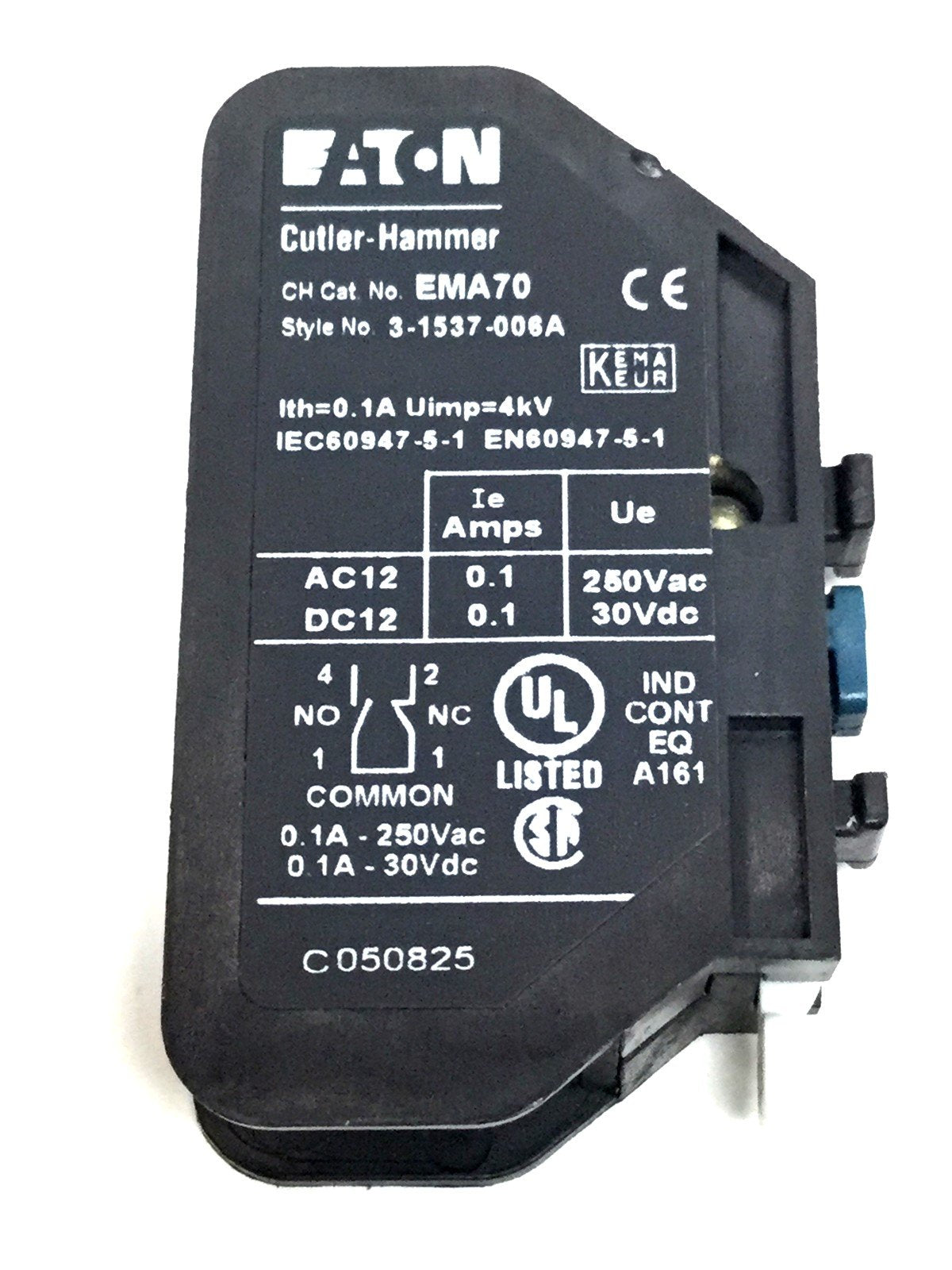 Used Eaton Cutler-Hammer EMA70 Starter Contactor Logic Level Auxiliary Block, 1NO-1NC