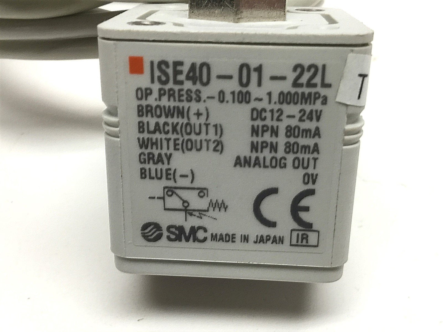 Used SMC ISE40-01-22L Digital Pressure Switch Assembly Sensor, 12-24VDC, 80mA, NPN