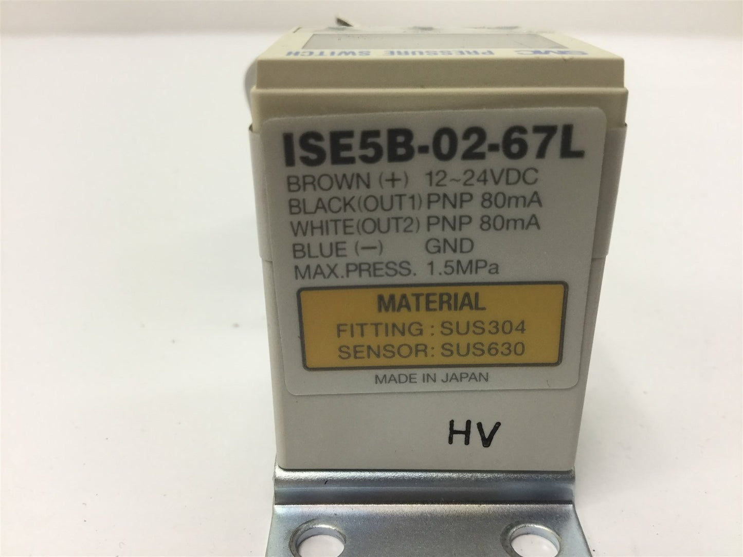 Used SMC ISE5B-02-67L Pressure Switch, Pressure Rating: 1.5MPa Max, Output: PNP 80mA