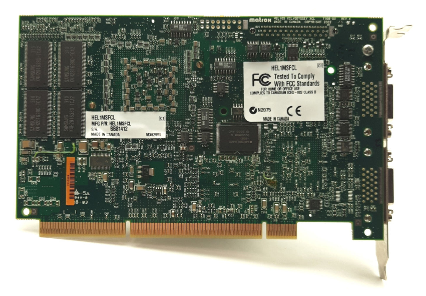 Used Matrox HEL1MSFCL Helios / Odyssey XCL Camera Link Frame Grabber Board Card PCI-x