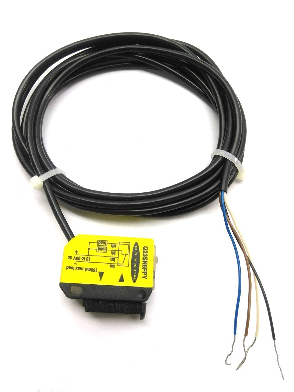 Used Banner Q23SN6FPY Plastic Fiber Optic Sensor, NPN, NO, 1ms Response, 2m, 10-30VDC