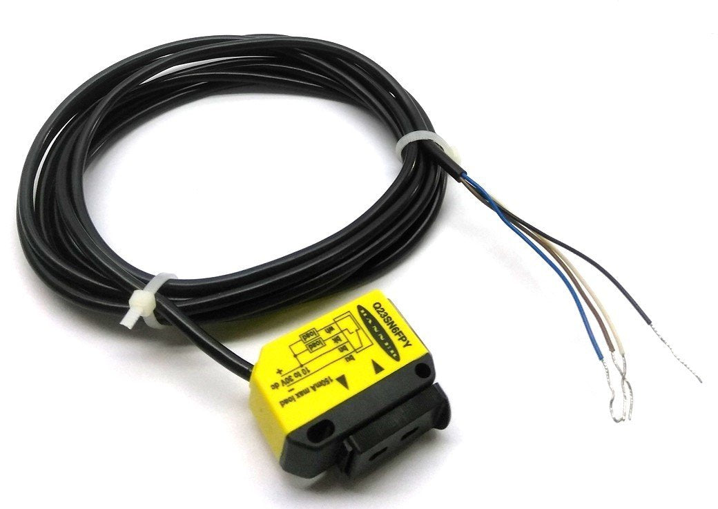 Used Banner Q23SN6FPY Plastic Fiber Optic Sensor, NPN, NO, 1ms Response, 2m, 10-30VDC