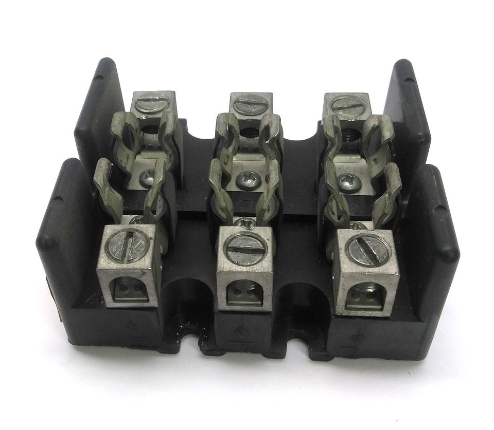 Used Buss T30060-3CR Fuse Holder, Class T Fuse, 3-Pole, 300V 60A, 3.44 x 2.75 x 1.63"