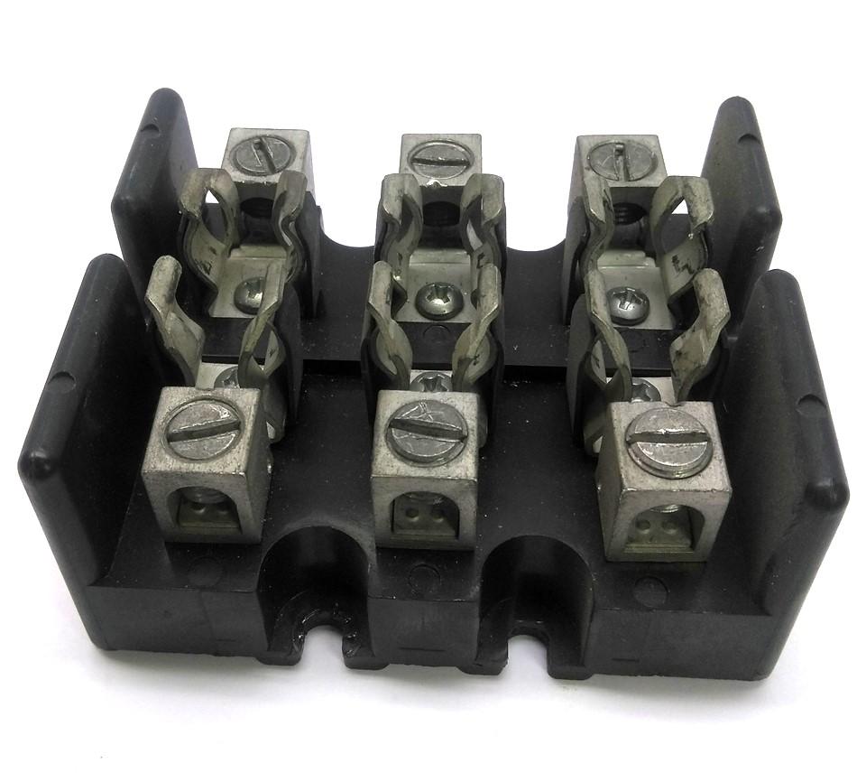 Used Buss T30060-3CR Fuse Holder, Class T Fuse, 3-Pole, 300V 60A, 3.44 x 2.75 x 1.63"