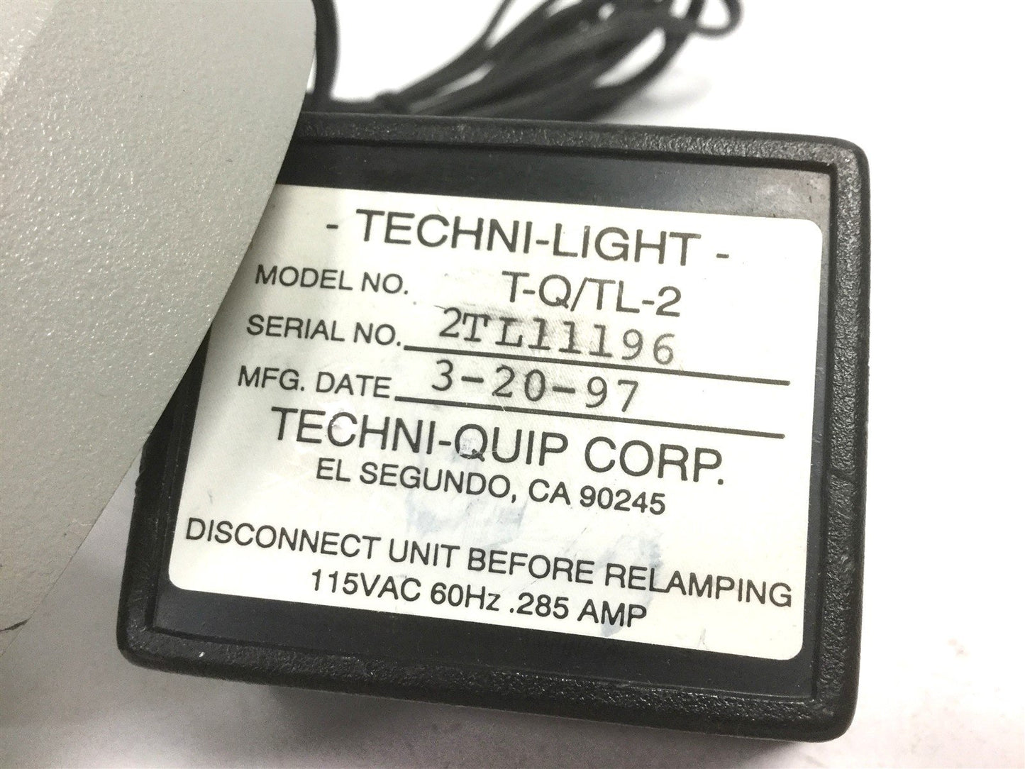 Used Techni-Quip TL-2 Techni Light-2 Fluorescent Microscope Ring Illuminator 115VAC