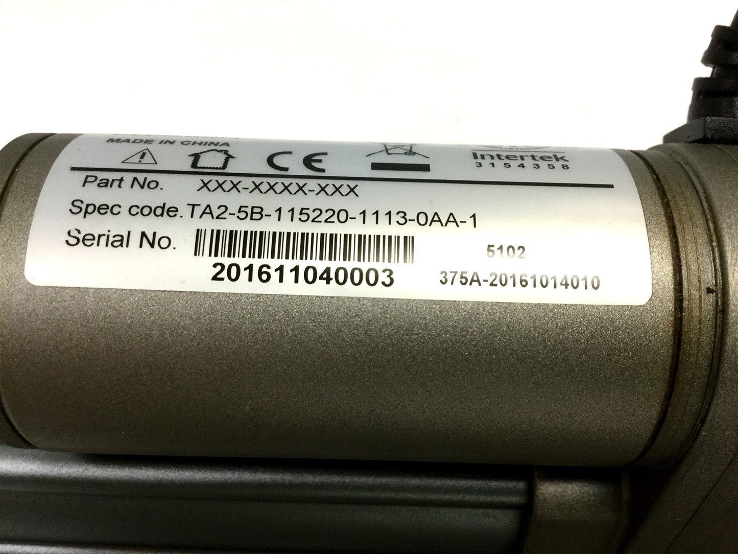 Used Timotion TA2-5B-115220-1113-0AA-1 Linear Actuator, Stroke: 115mm, Voltage: 24VDC