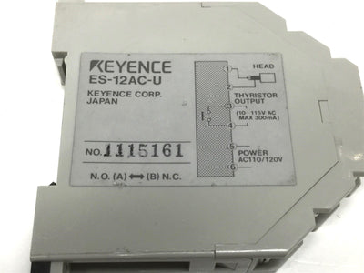 Used Keyence ES-12AC-U Proximity Sensor Amplifier Unit Controller Module 110/220VAC