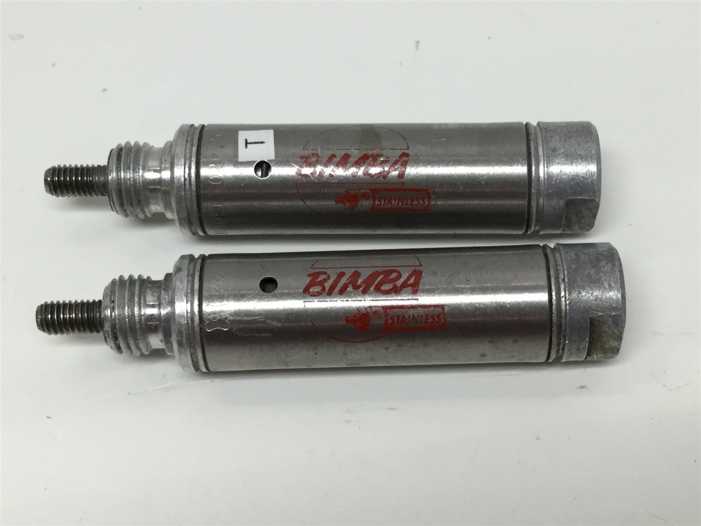 Used Lot of 2 Bimba 020.5 Pneumatic Cylinder, 9/16" Bore, 1/2" Stroke, 10-32 Port