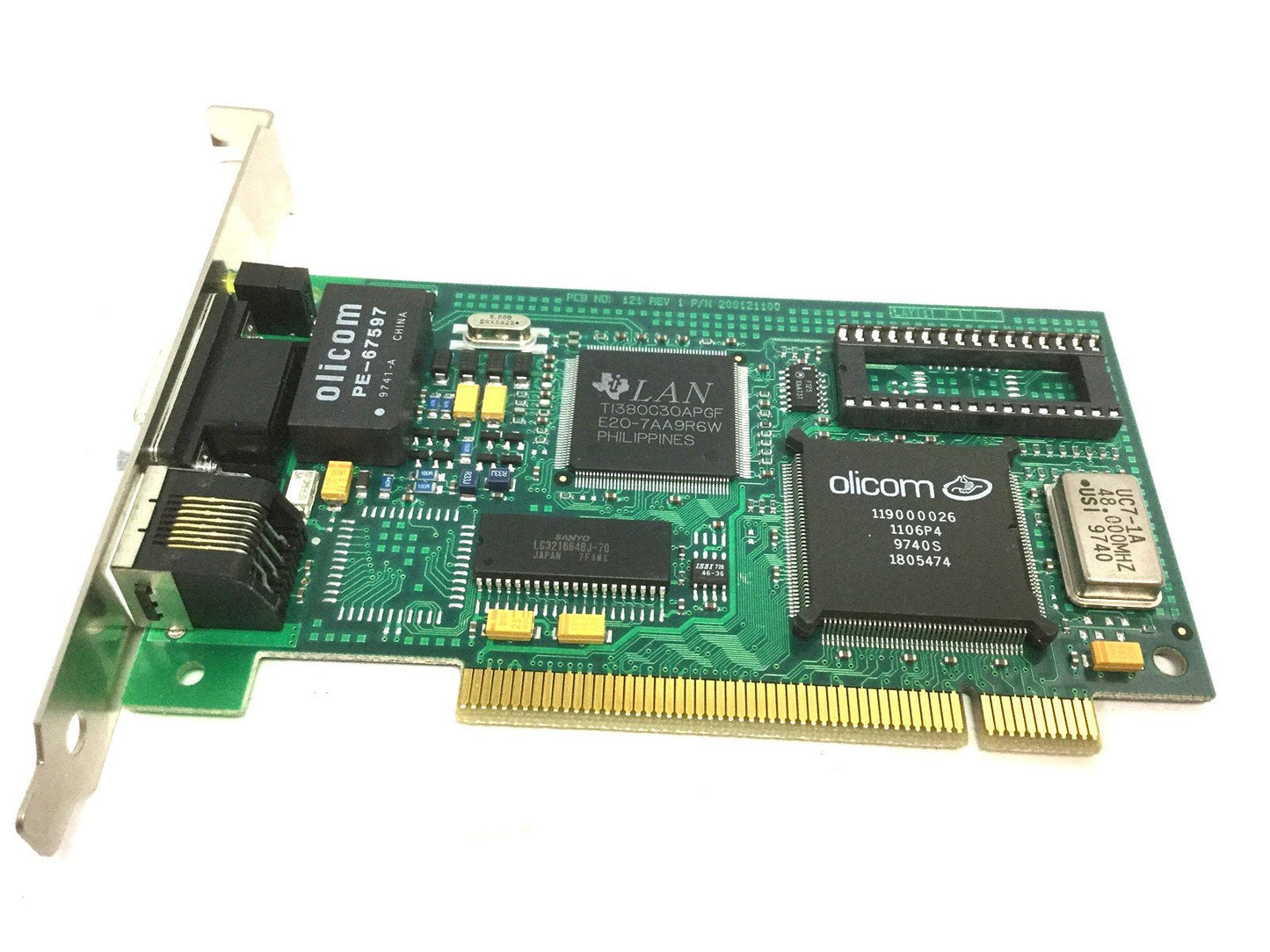 Used Olicom 77001120 Rev 7, Network Card, PCB No: 121, PCI Adapter 200121100