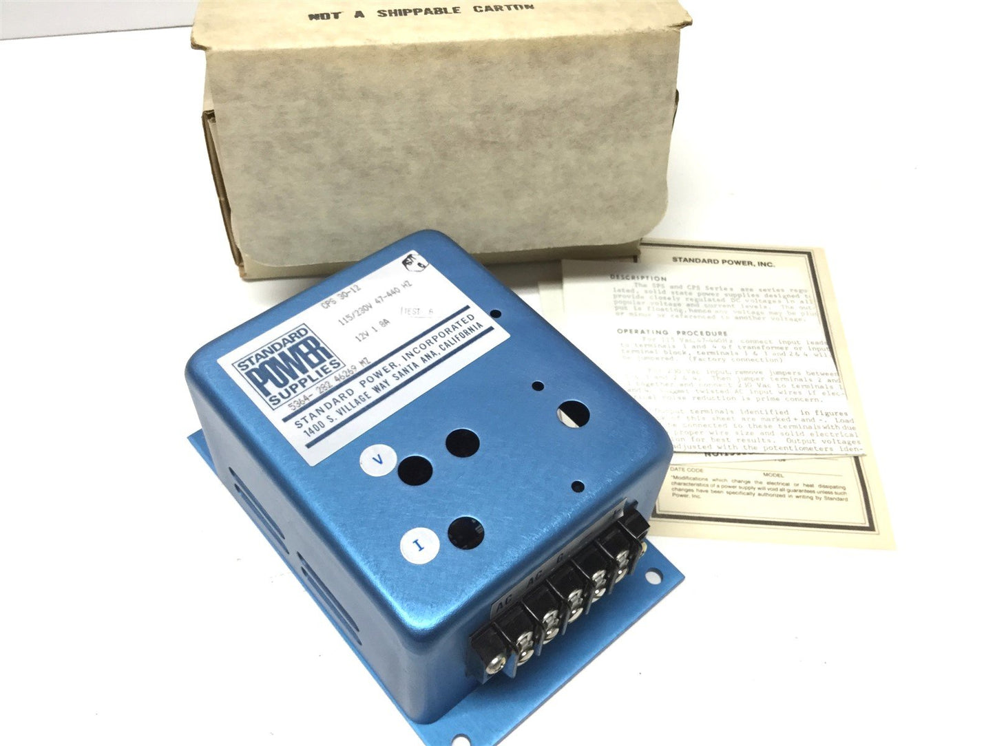 New ACME Standard CPS 30-12 Power Supply 115/230VAC 47-440Hz IN, 12VDC 1.8A OUT