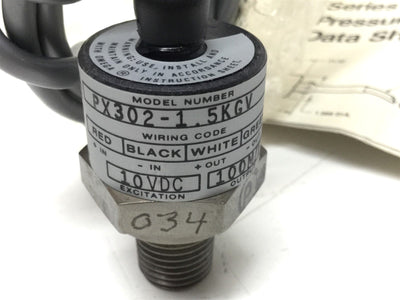 New Other Omega PX302-1.5KGV Pressure Transducer Sensor 10VDC IN, 10mV/V OUT, 0-1500 PSIG