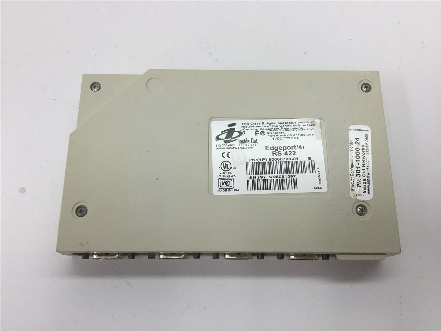 Used Inside Out Networks 301-1000-24 Edgeport/4i USB Converter, USB to 4x RS-422 DB-9