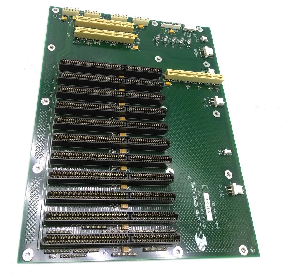 Used ICS 14013-10 Industrial Computer Backplane AT PSU, 1x PICMG 1.0, 10x ISA, 2x PCI