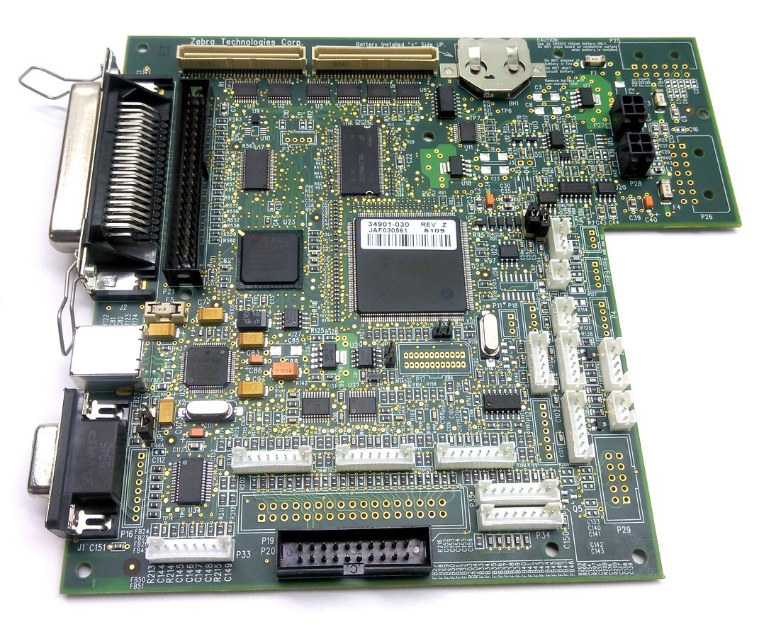 Used Zebra 34901-030 Rev Z Main Control Board, USB, Serial, For 170XiIII+ Printer