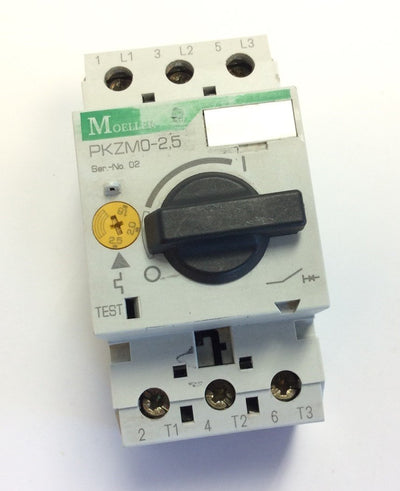 Used Lot of 2 Moeller PKZM0-2.5 Manual Motor Protector Starter Adjustable 1.6-2.5Amps