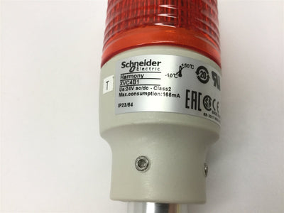Used Schneider Electric XVC4B1 Tower Light, Color: Red, Supply: 24VAC/DC, 40mm