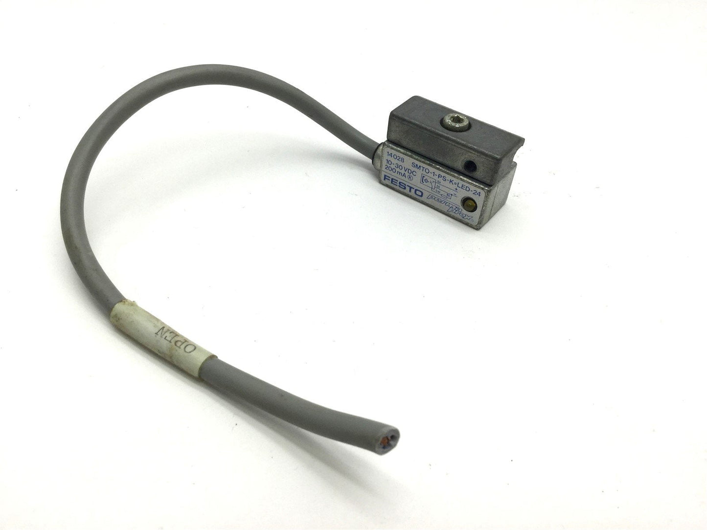 Used Festo SMTO-1-PS-K=LED-24 Inductive Proximity Switch PNP, 24VDC, Yellow LED, Reed